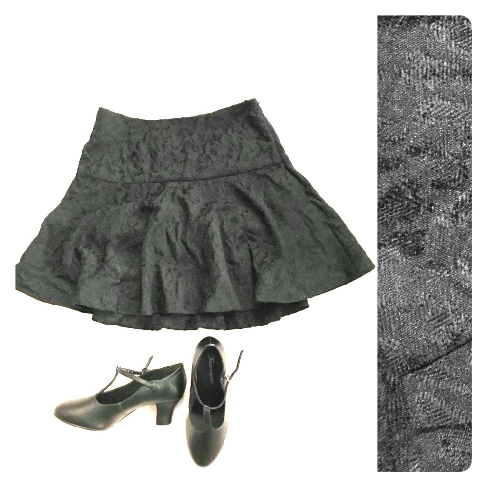 Black Brocade Mini Skirt